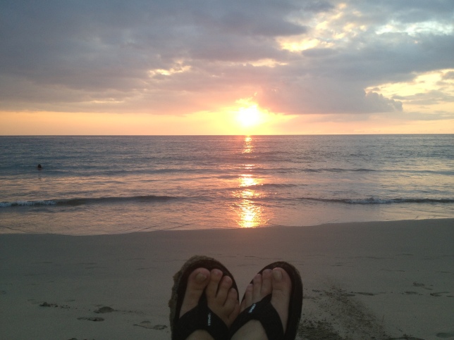 Slippers in the sunset at Hapuna Beach